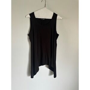 Attitudes by Renée Black Tank Top Sleeveless Handkerchief Hem Plus Size 1X